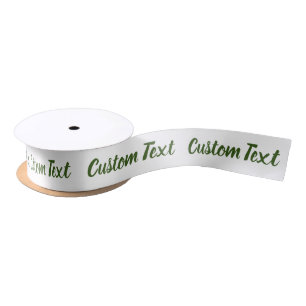 Ruban En Satin Élégant blanc et vert foncé Script Modèle texte