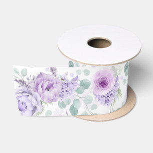 Ruban En Satin Élégant botanique floral pourpre poussiéreux