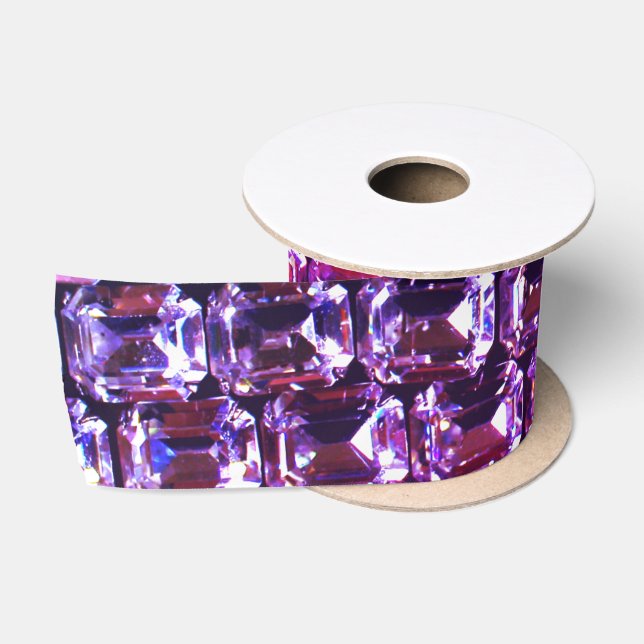 Ruban En Satin Élégant diamants de pierres précieuses violettes (Bobine)