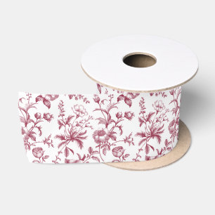 Ruban En Satin Élégant floral toile grandmillennial bordeaux
