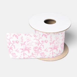 Ruban En Satin Élégant floral toile grandmillennial rose bébé
