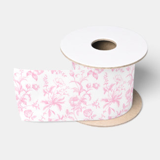 Ruban En Satin Élégant floral toile grandmillennial rose bébé