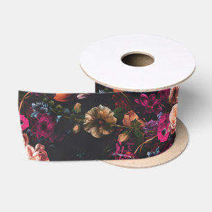 Ruban En Satin Élégant floral vintage sombre burgundy