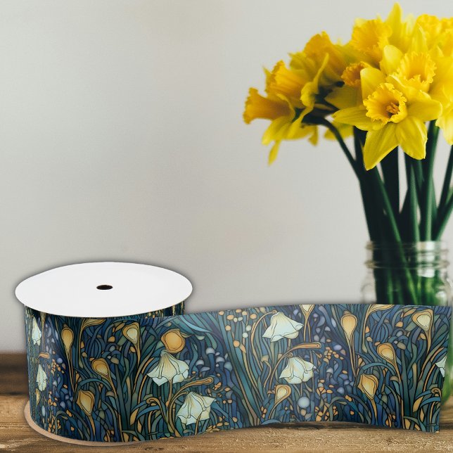 Ruban En Satin Élégant Jardin Twilight Floral Botanique (Créateur téléchargé)