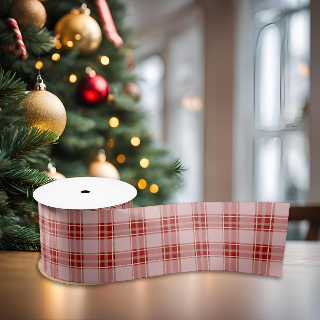 Ruban En Satin Élégant Lit Rouge moderne (Elegant Modern Red Plaid Satin Ribbon)