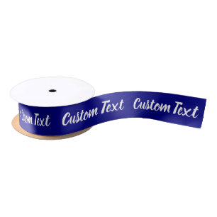 Ruban En Satin Élégant Marine bleu et blanc Script Modèle texte
