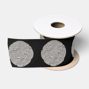 Ruban En Satin Elégant médaillon d'argent noir Art nouveau