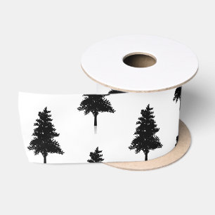 Ruban En Satin Élégant Motif blanc noir sapin de Noël
