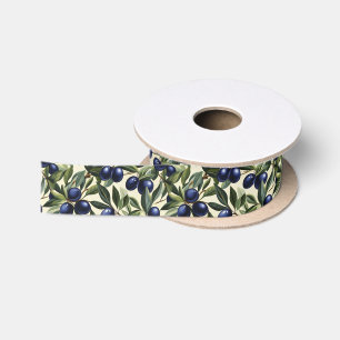 Ruban En Satin Élégant Motif de branche d'olivier avec des olives