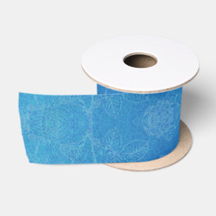 Ruban En Satin Elégant motif floral bleu clair