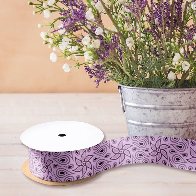 Ruban En Satin Élégant motif floral Pastel violet jolie Lilac (Créateur téléchargé)