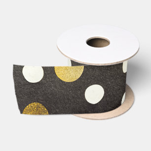Ruban En Satin Élégant Noir Classique Pois et Metallics