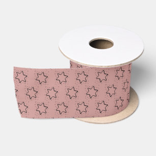 Ruban En Satin Élégant Noir et Rose Stary Noël blanc