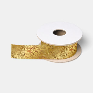 Ruban En Satin Élégant Or Embossé Filigree