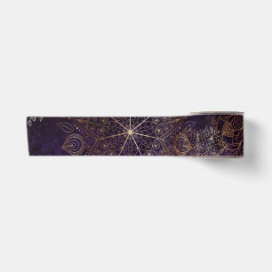 Ruban En Satin Élégant or et violet Motif de mandala Floral