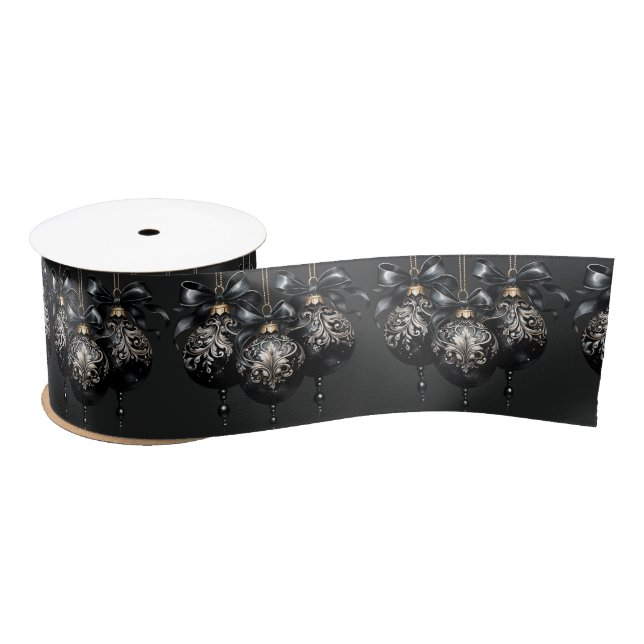 Ruban En Satin Élégant or noir baubles luxe Noël (Bobine)