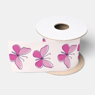 Ruban En Satin Élégant Papillons roses sur Blush