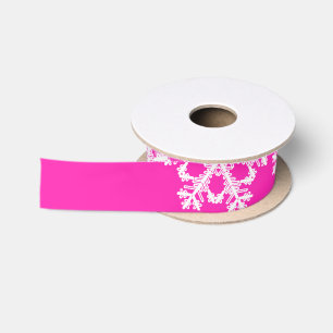 Ruban En Satin Élégant Pink Snowflakes motif de Noël moderne