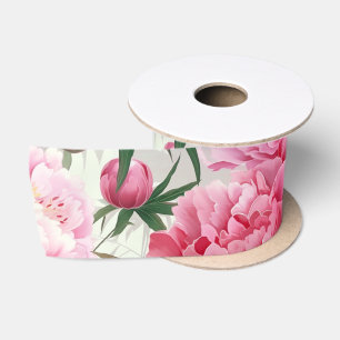 Ruban En Satin Élégant Pretty Pink Peonies Floral Holiday