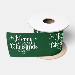 Ruban En Satin Élégant Retro Green Joyeux Enveloppement de Noël