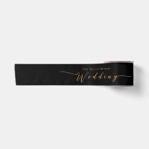 Ruban En Satin Élégant Rose or Mariage noir