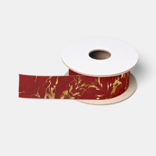 Ruban En Satin Élégant Rouge Or Faux Marbre Noël