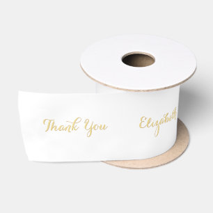 Ruban En Satin Élégant Script White Faux Gold Enveloppement de 