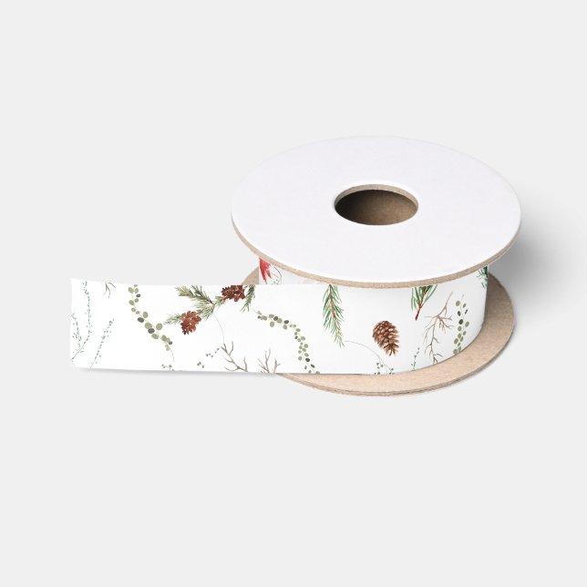Ruban En Satin Elegant Traditional Christmas Poinsettia Greenery (Bobine)