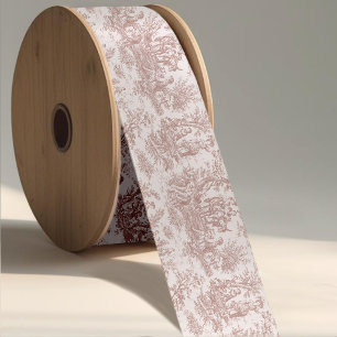Ruban En Satin Elégant vintage brun clair toile de jouy