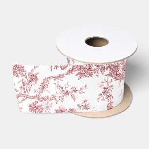 Ruban En Satin Élégant Vintage Français gravé Floral Toile-rose