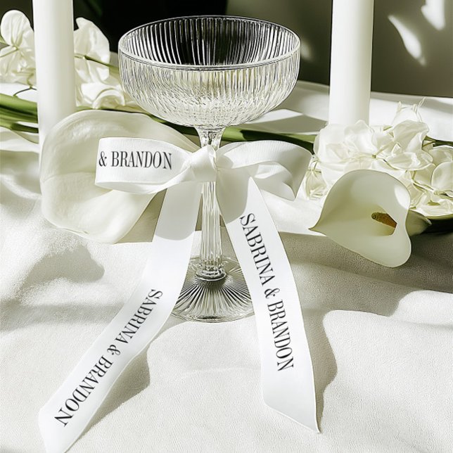 Ruban En Satin Elegant Wedding Custom Names Pattern (Elegant Wedding Custom Names Pattern Satin Ribbon)