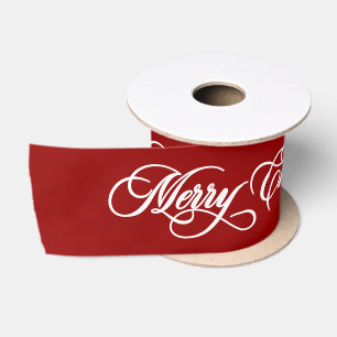 Ruban En Satin Élégante calligraphie rouge Joyeux Noël Fêtes