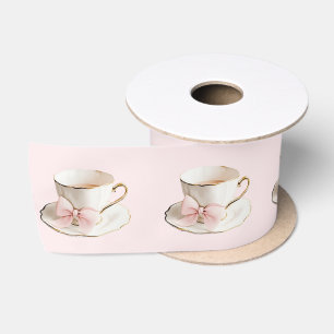 Ruban En Satin Elégante Coquette Preppy Pink Teacup avec Bow