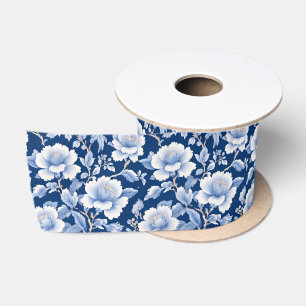 Ruban En Satin Élégante douche de mariage florale bleue de chinoi