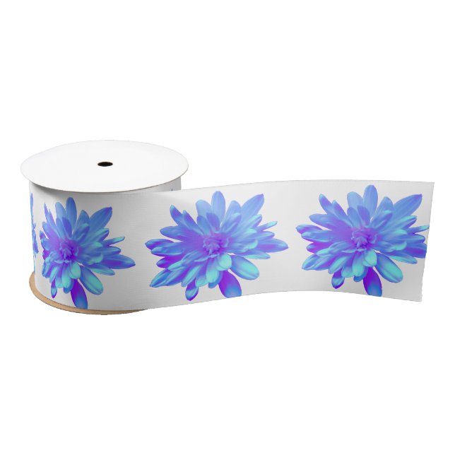 Ruban En Satin Élégante fleur florale violette bleu (Bobine)