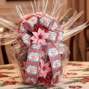 Ruban En Satin Élégante poinsettia aquarelle Noël personnalisé 