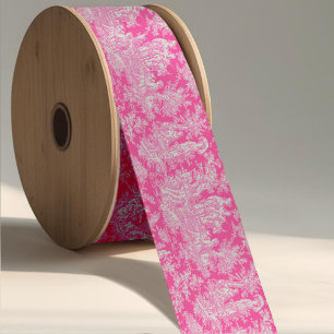 Ruban En Satin Elégante toile rose vintage de jouy