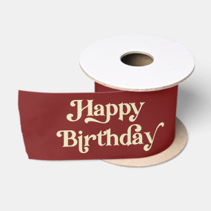 Ruban En Satin Élégante typographie rétro Joyeux anniversaire