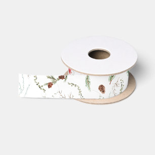 Ruban En Satin Élégante verdure traditionnelle de Noël à poinsett