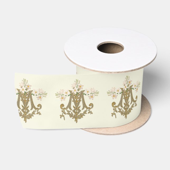 Ruban En Satin Élégante Vierge religieuse Marie Lys Gold Catholiq (Bobine)
