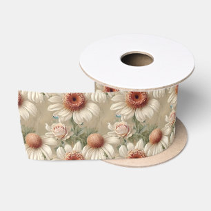 Ruban En Satin Élégantes marguerites et roses florales blanches