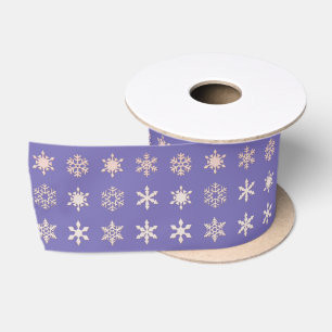 Ruban En Satin Élégants flocons de neige bleu lilas à motifs