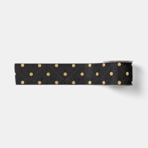Ruban En Satin Élégants Pois Black and Gold Foil