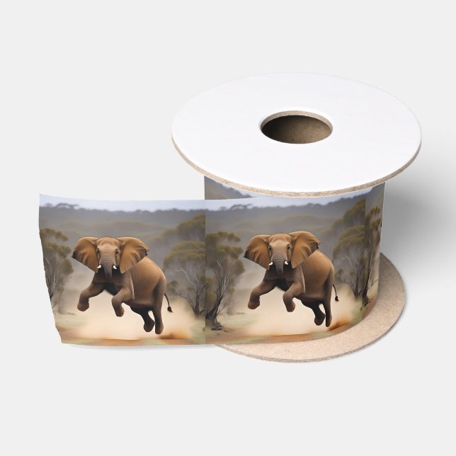 Ruban En Satin Elephant Kangaroo Hop, (Bobine)