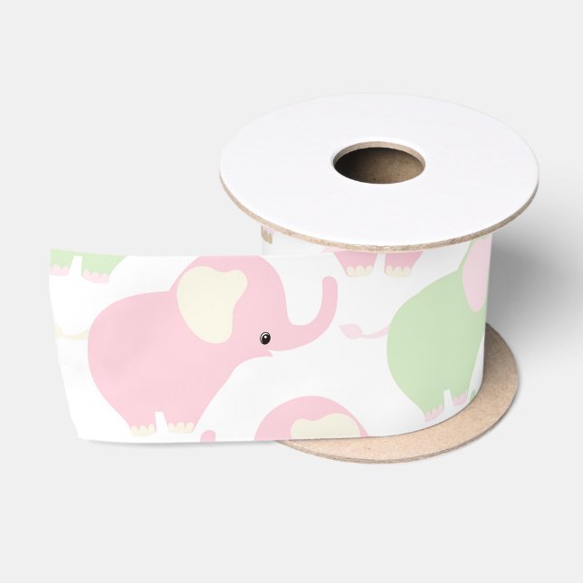 Ruban En Satin Éléphant mignon neutre de bébé de genre (Bobine)