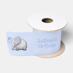 Ruban En Satin Eléphants de bébés mignons personnalisés Anniv