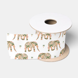 Ruban En Satin Éléphants ornés de paisley floral indien