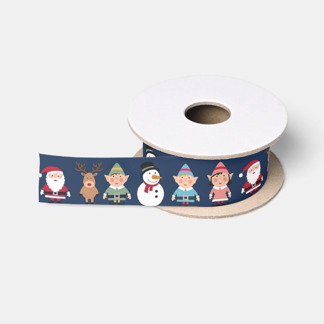 Ruban En Satin Elfes de Noël, Père Noël et Snowmen (Bobine)