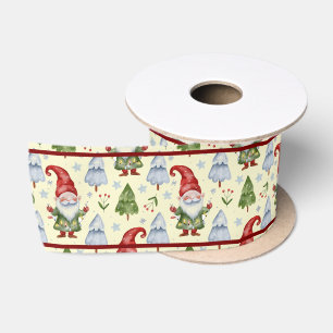 Ruban En Satin Emballage cadeau de Noël Gnome aquarelle jaune