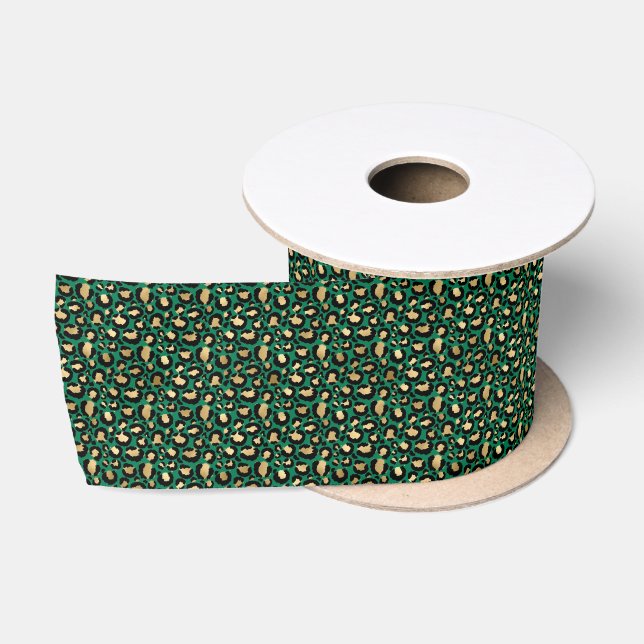 Ruban En Satin Emerald et Gold Safari Series Design 3 (Bobine)